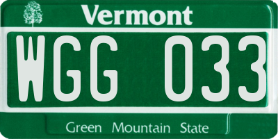 VT license plate WGG033