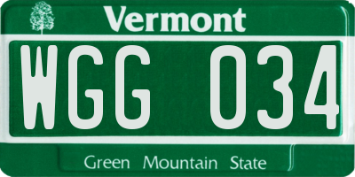 VT license plate WGG034