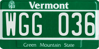 VT license plate WGG036