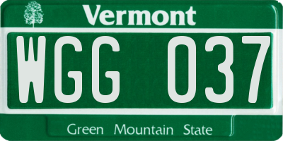 VT license plate WGG037