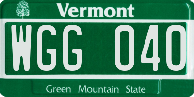 VT license plate WGG040