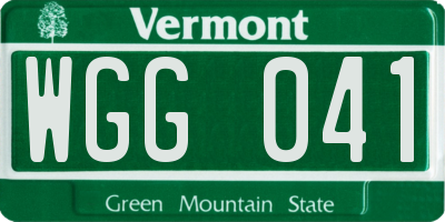 VT license plate WGG041