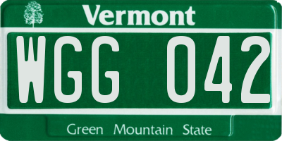 VT license plate WGG042