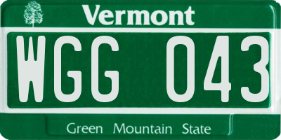 VT license plate WGG043