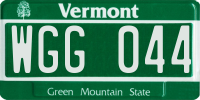 VT license plate WGG044