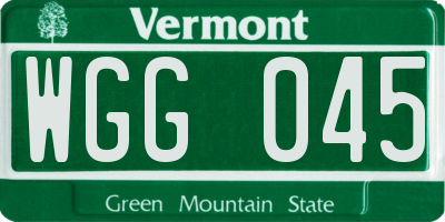 VT license plate WGG045