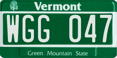 VT license plate WGG047