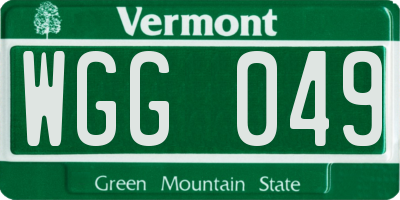 VT license plate WGG049
