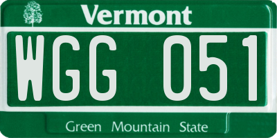 VT license plate WGG051