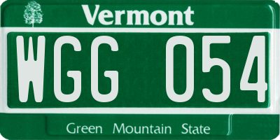 VT license plate WGG054