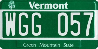 VT license plate WGG057