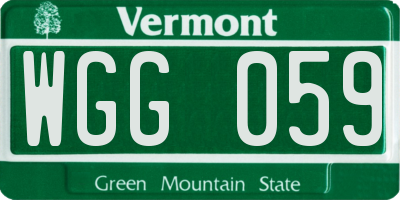 VT license plate WGG059
