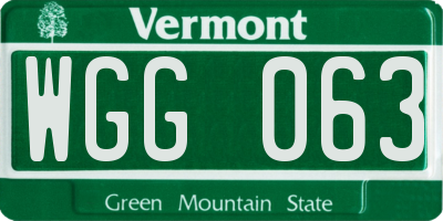 VT license plate WGG063