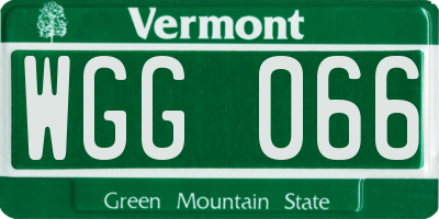 VT license plate WGG066