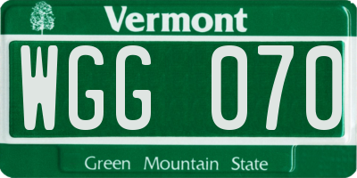 VT license plate WGG070