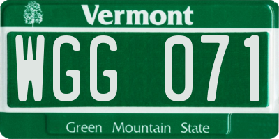 VT license plate WGG071
