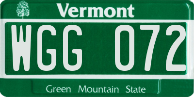 VT license plate WGG072
