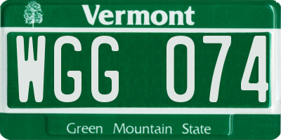 VT license plate WGG074