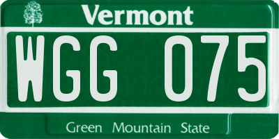 VT license plate WGG075