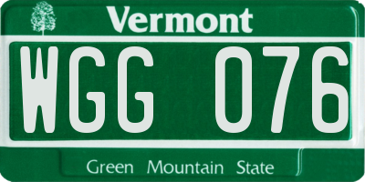 VT license plate WGG076
