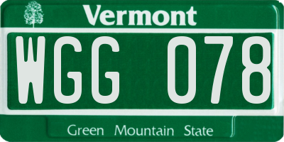 VT license plate WGG078