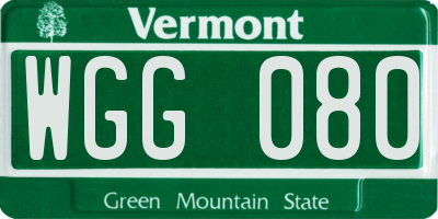 VT license plate WGG080