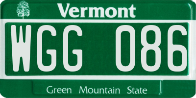 VT license plate WGG086