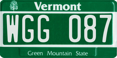 VT license plate WGG087