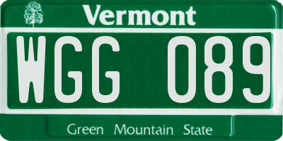 VT license plate WGG089