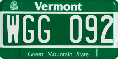 VT license plate WGG092