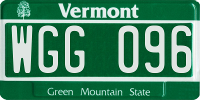 VT license plate WGG096