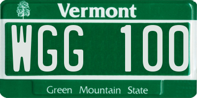 VT license plate WGG100