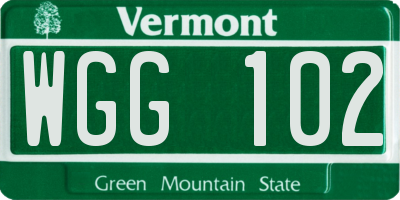 VT license plate WGG102