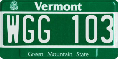 VT license plate WGG103