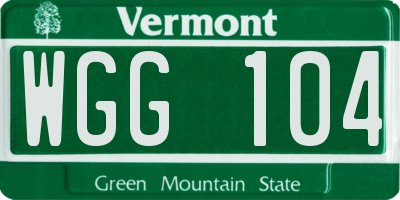 VT license plate WGG104
