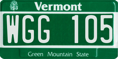 VT license plate WGG105
