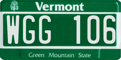VT license plate WGG106
