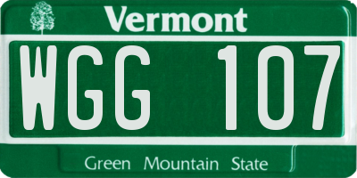 VT license plate WGG107