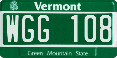 VT license plate WGG108