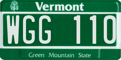 VT license plate WGG110