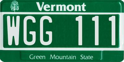 VT license plate WGG111