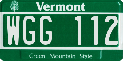 VT license plate WGG112