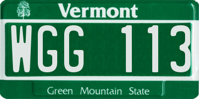 VT license plate WGG113