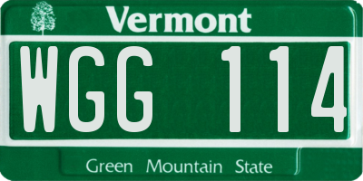 VT license plate WGG114