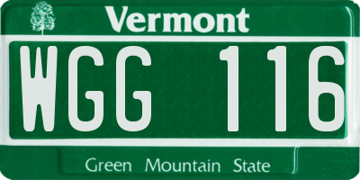VT license plate WGG116