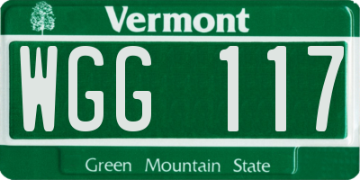 VT license plate WGG117