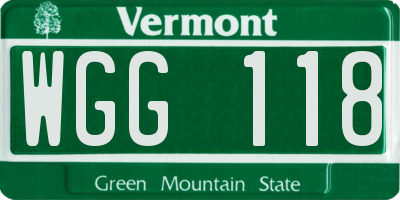 VT license plate WGG118