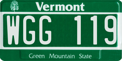 VT license plate WGG119