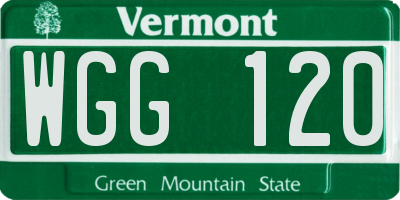VT license plate WGG120