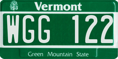 VT license plate WGG122